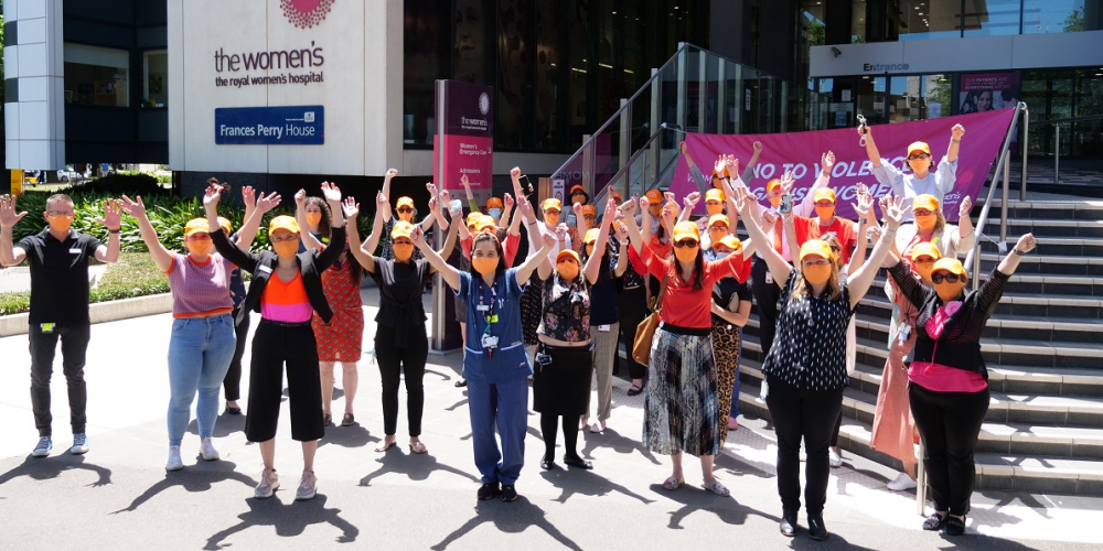 Staff at the Women's taking part in the Walk Against Family Violence